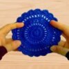 Crochet Blue Round Coaster Pattern