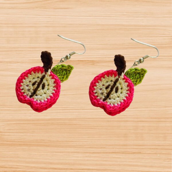 crochet apple earrings pattern