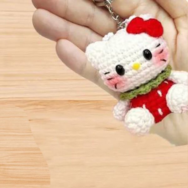 1 Crochet Strawberry Kitty Keychain