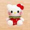 2 Crochet Strawberry Kitty Keychain