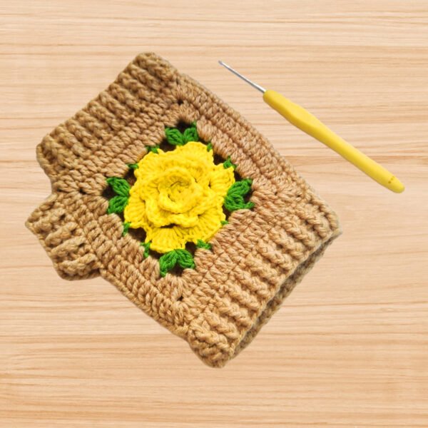 1 Crochet Flower Fingerless Gloves