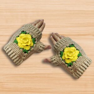 4 Crochet Flower Fingerless Gloves